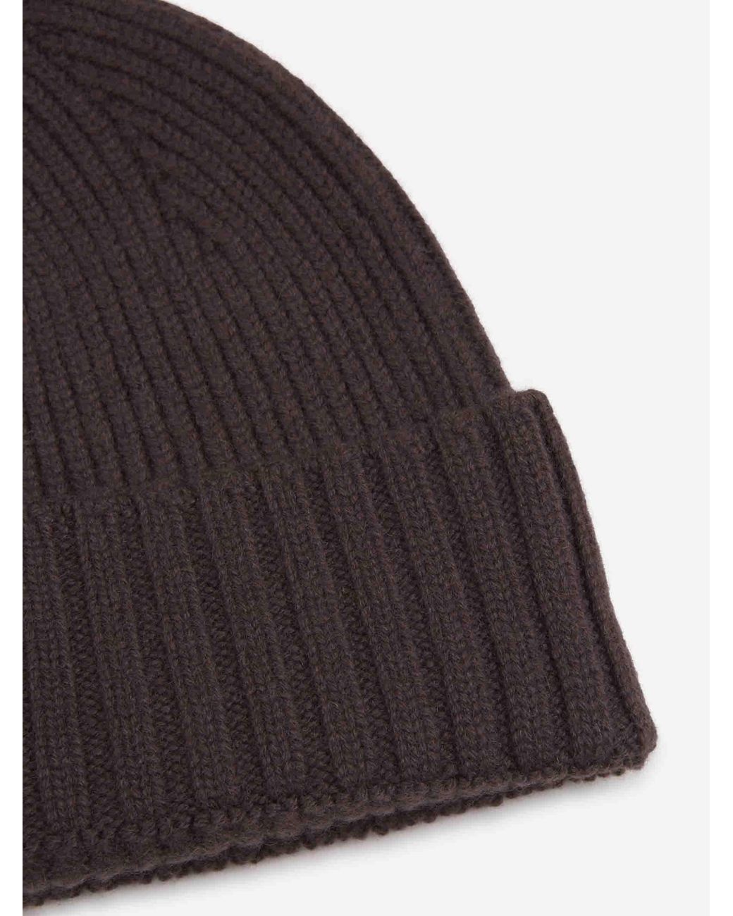 Santa Eulalia Brown Ribbed Cashmere Hat for men