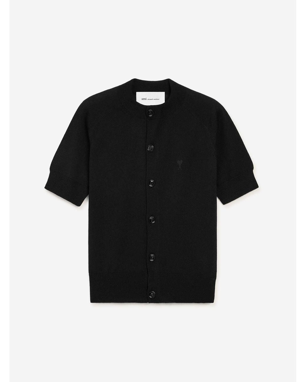 AMI Black Wool Knit Cardigan