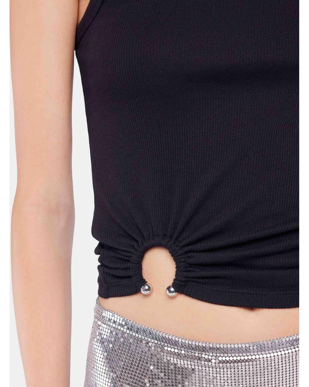 Rabanne Black Ribbed Tank Top