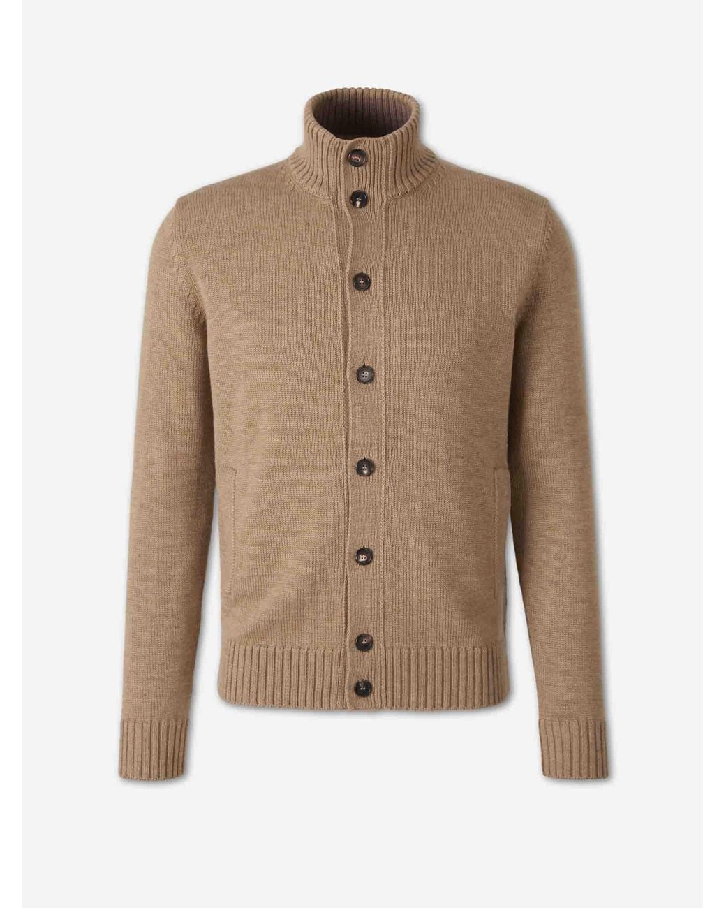 Zanone Natural Wool Knit Cardigan for men