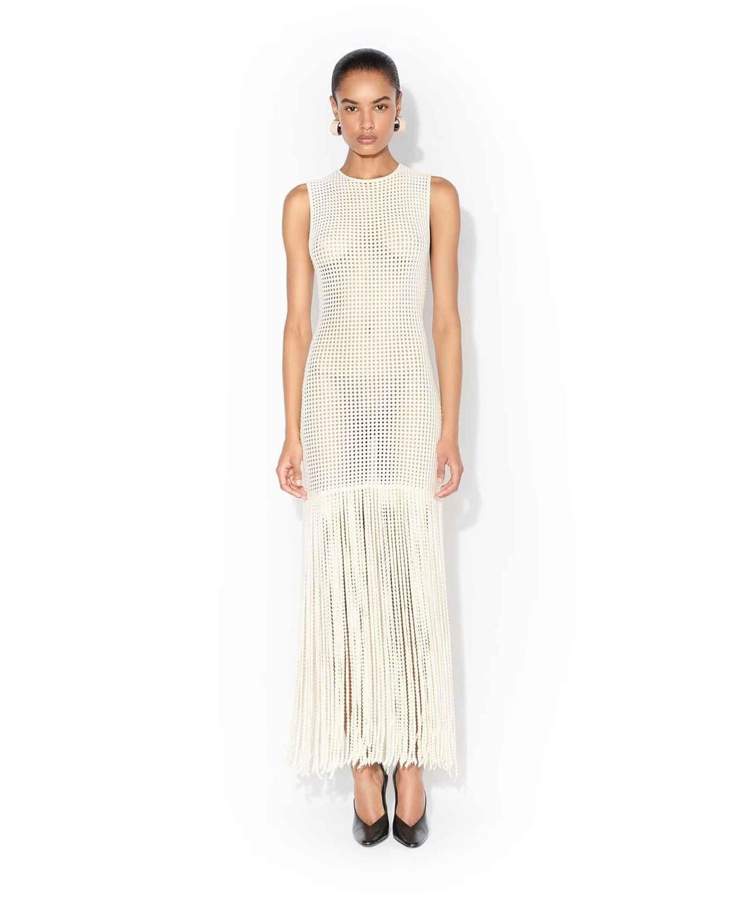 Alaïa White Fringe Knit Dress