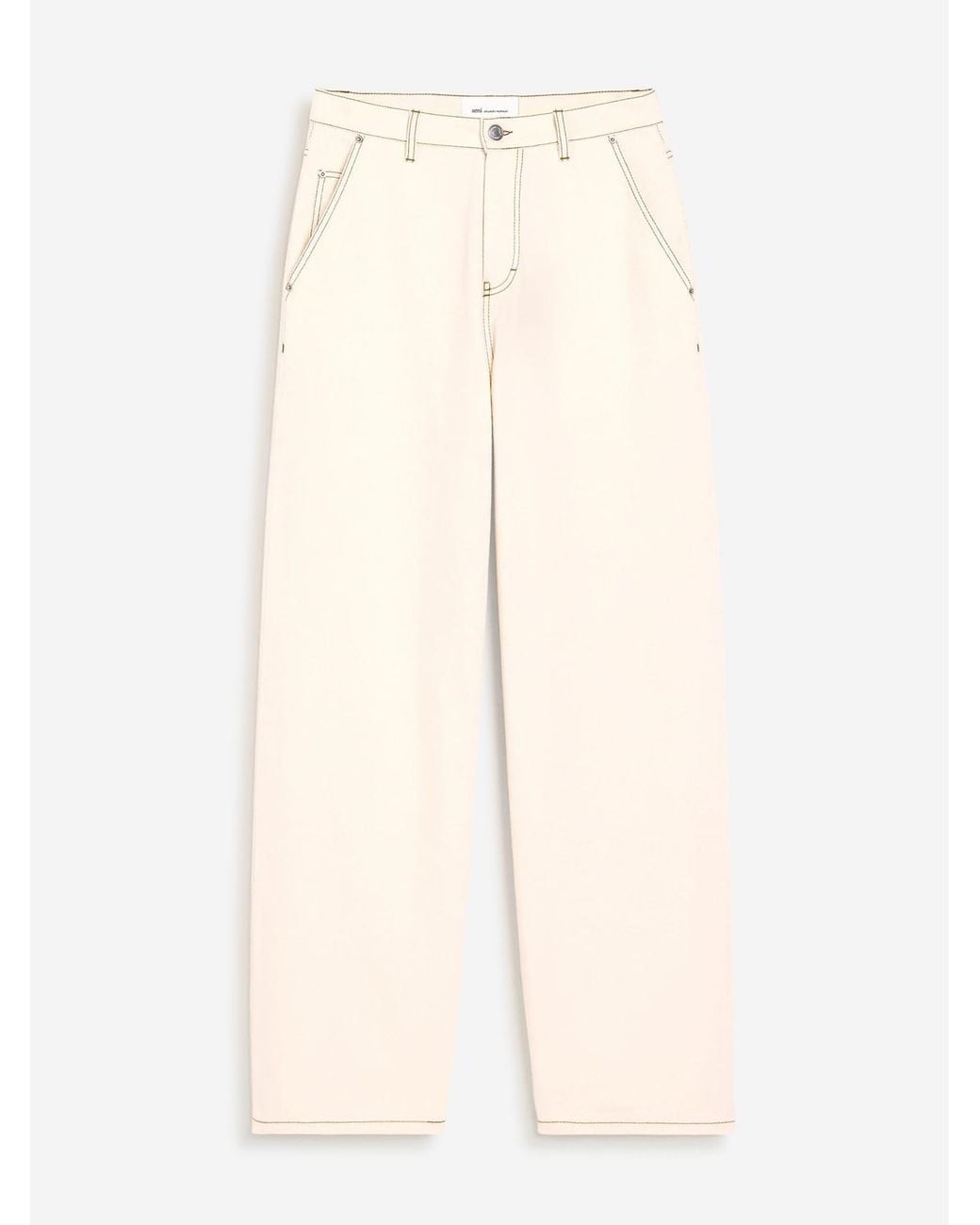 AMI Natural Wide Leg Cotton Jeans for men