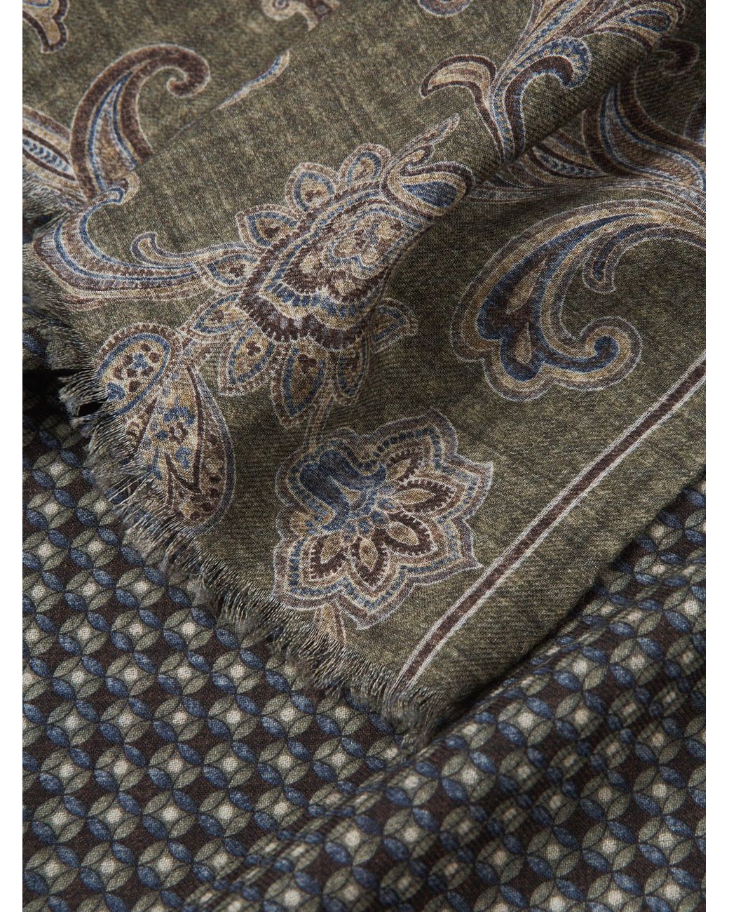 Santa Eulalia Gray Printed Wool Scarf for men