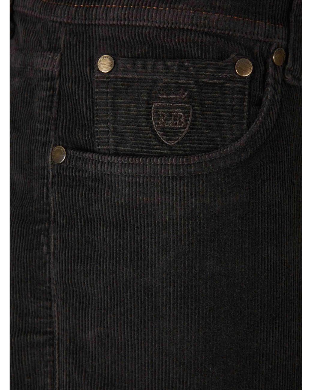 richard j. brown Black Cotton Corduroy Trousers for men