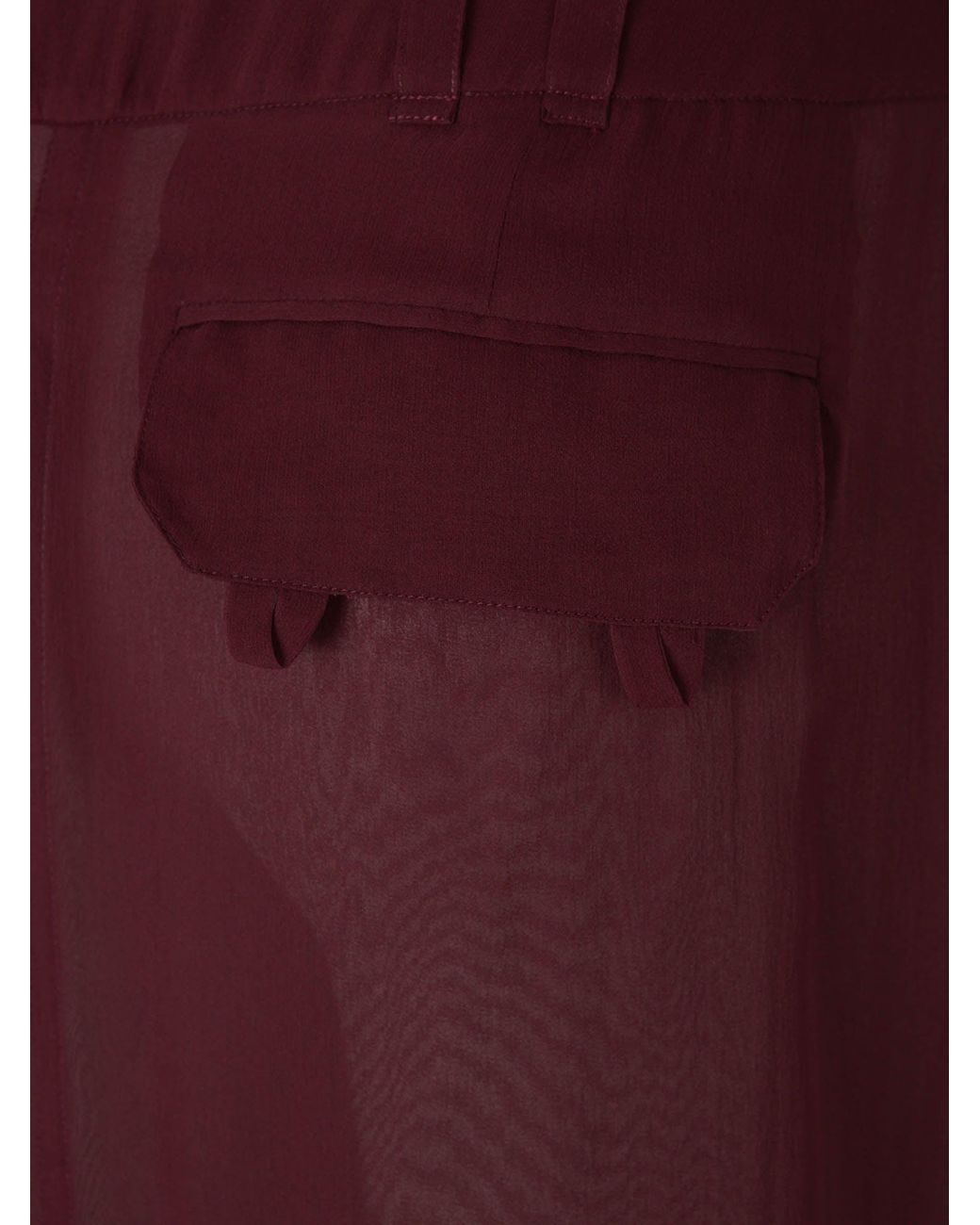 Saint Laurent Red Silk Midi Skirt