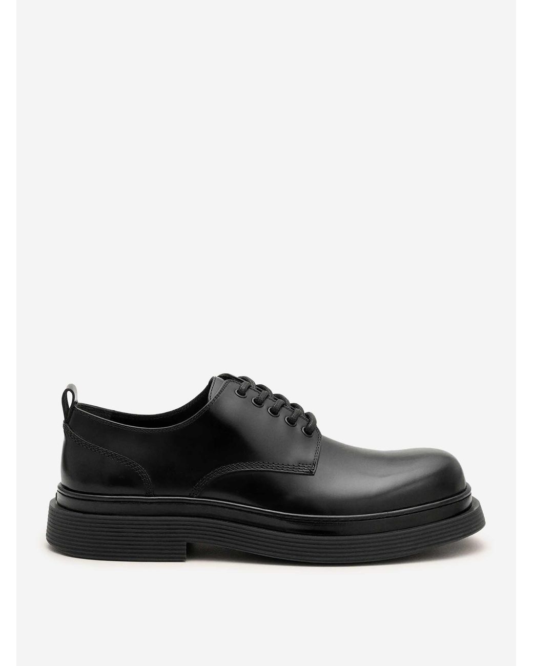AMI Black Leather Derby Shoes for men