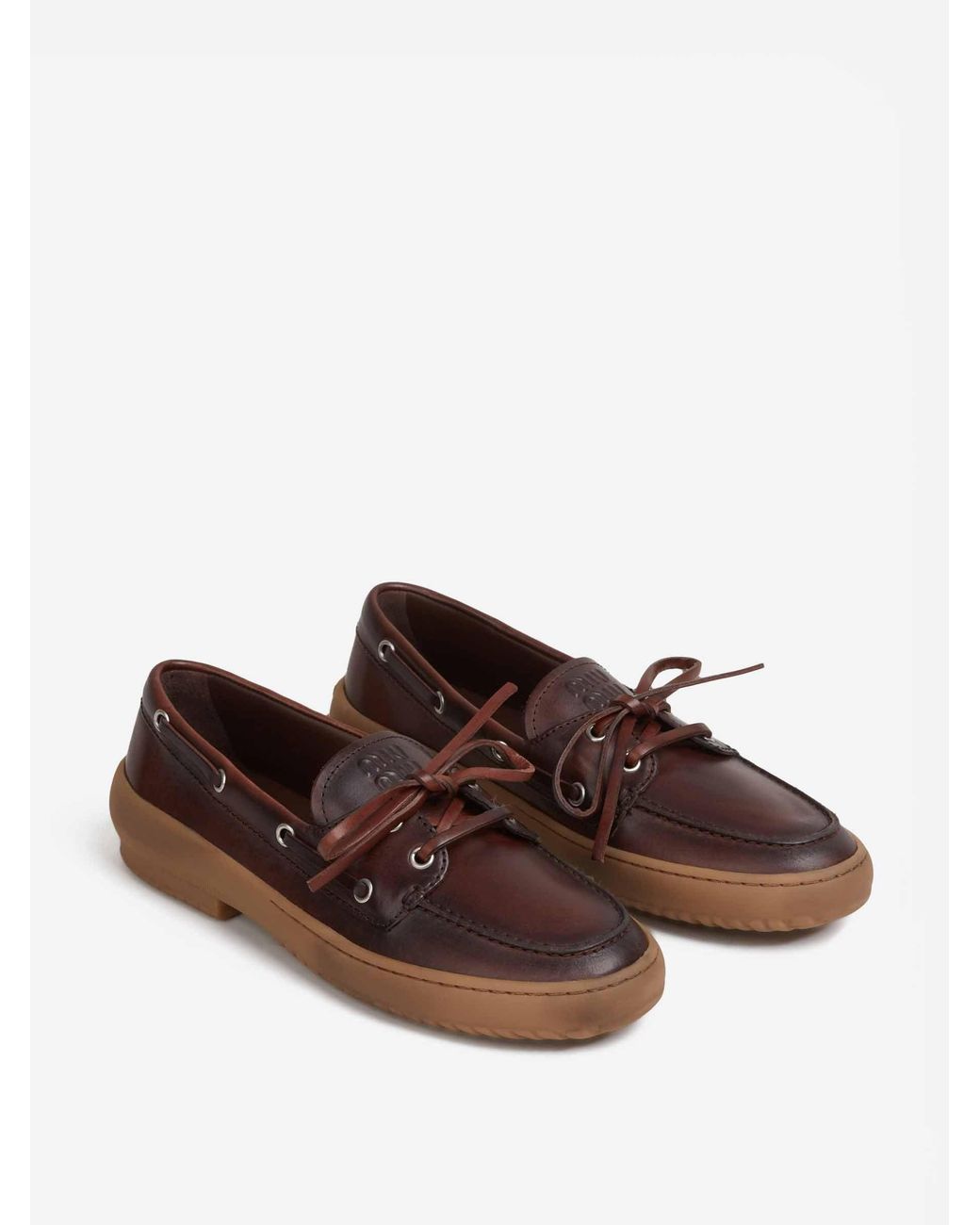 Miu Miu Brown Leather Boat Shoes