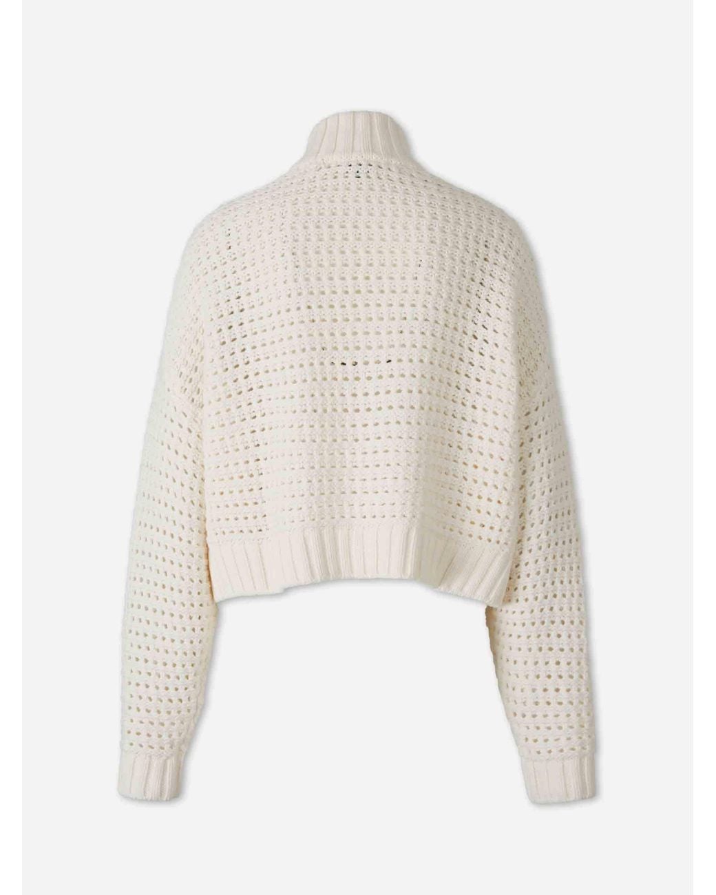 Staud White Openwork Zip Cardigan