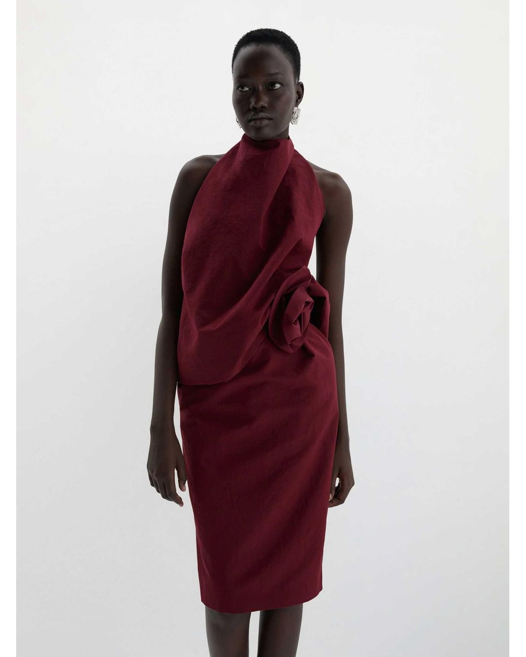 Magda Butrym Red Floral Midi Skirt