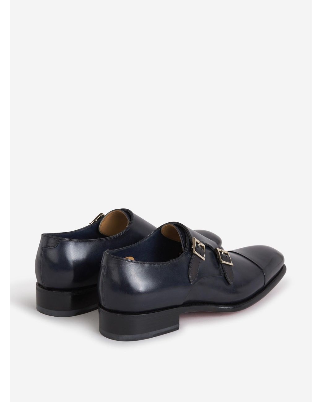 Santoni White Double Buckle Shoes for men