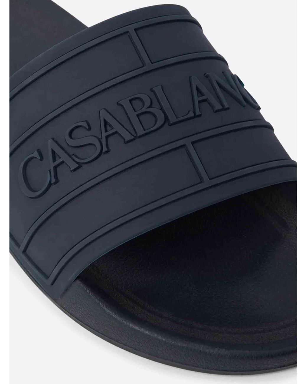 Casablanca Blue Rubber Flip Flops Logo for men