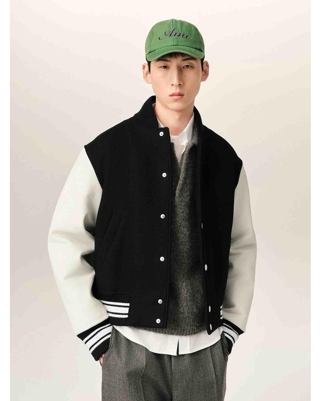 AMI Black Bomber Teddy Wool for men