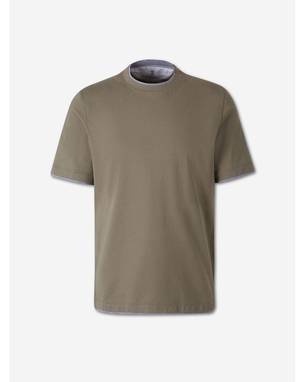Brunello Cucinelli Gray Layered Short Sleeve T-Shirt for men
