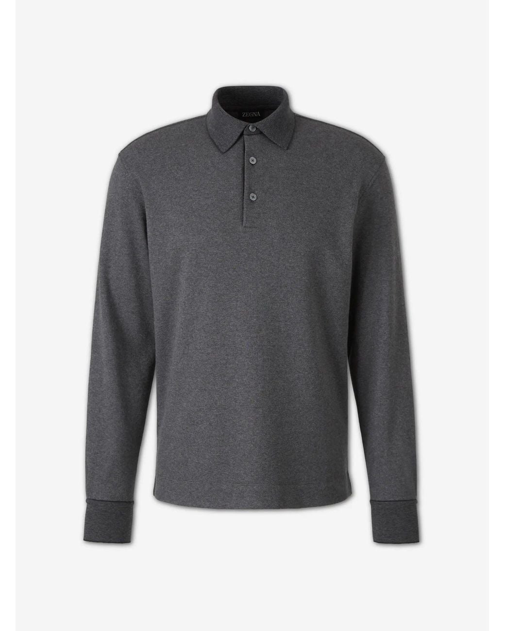 Zegna Gray Cotton Polo Shirt for men