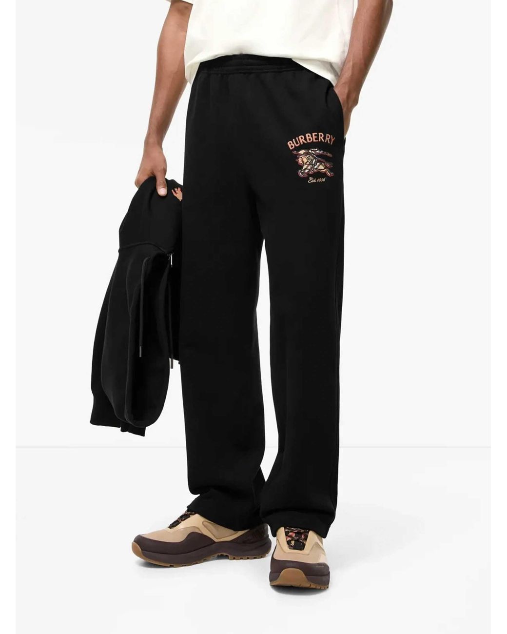 Burberry Black Cotton Logo Joggers for men