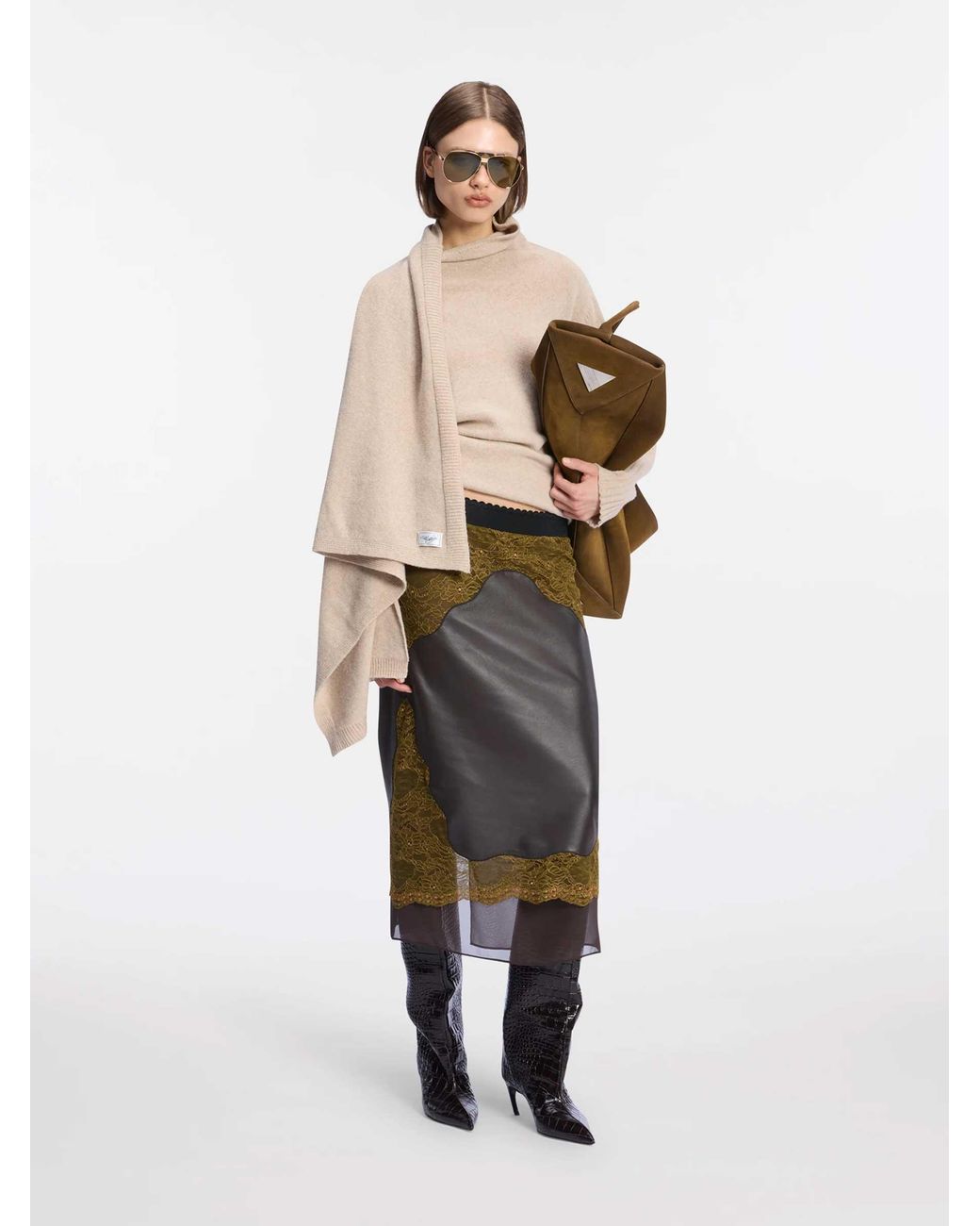 The Attico Natural Wool Sweater With Layered Effect