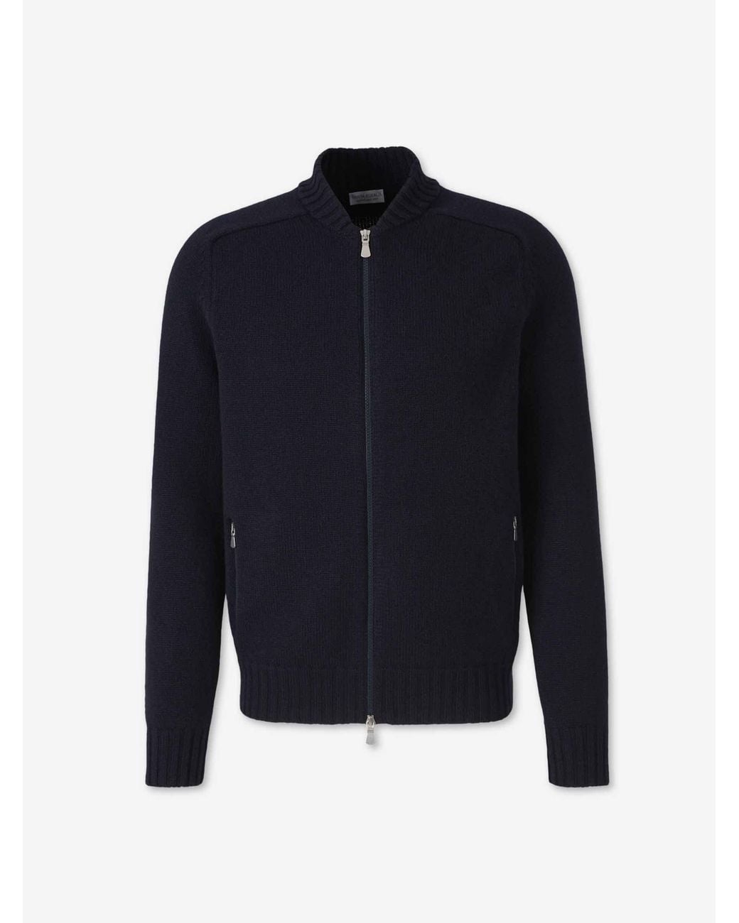 Santa Eulalia Blue Wool Zip Cardigan for men