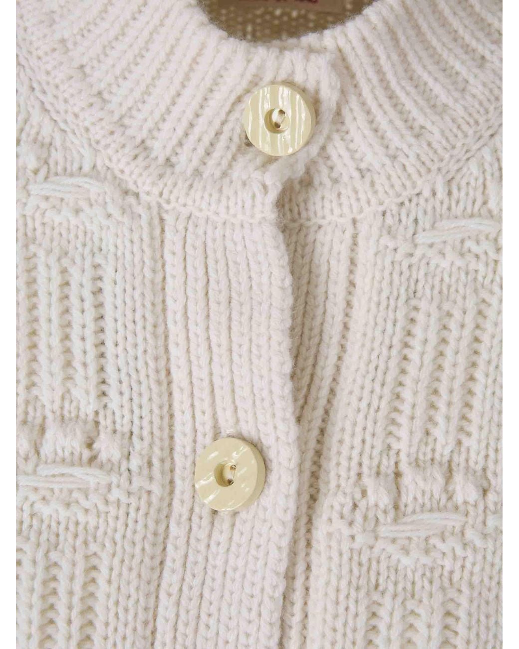 Marni White Textured Knit Cardigan