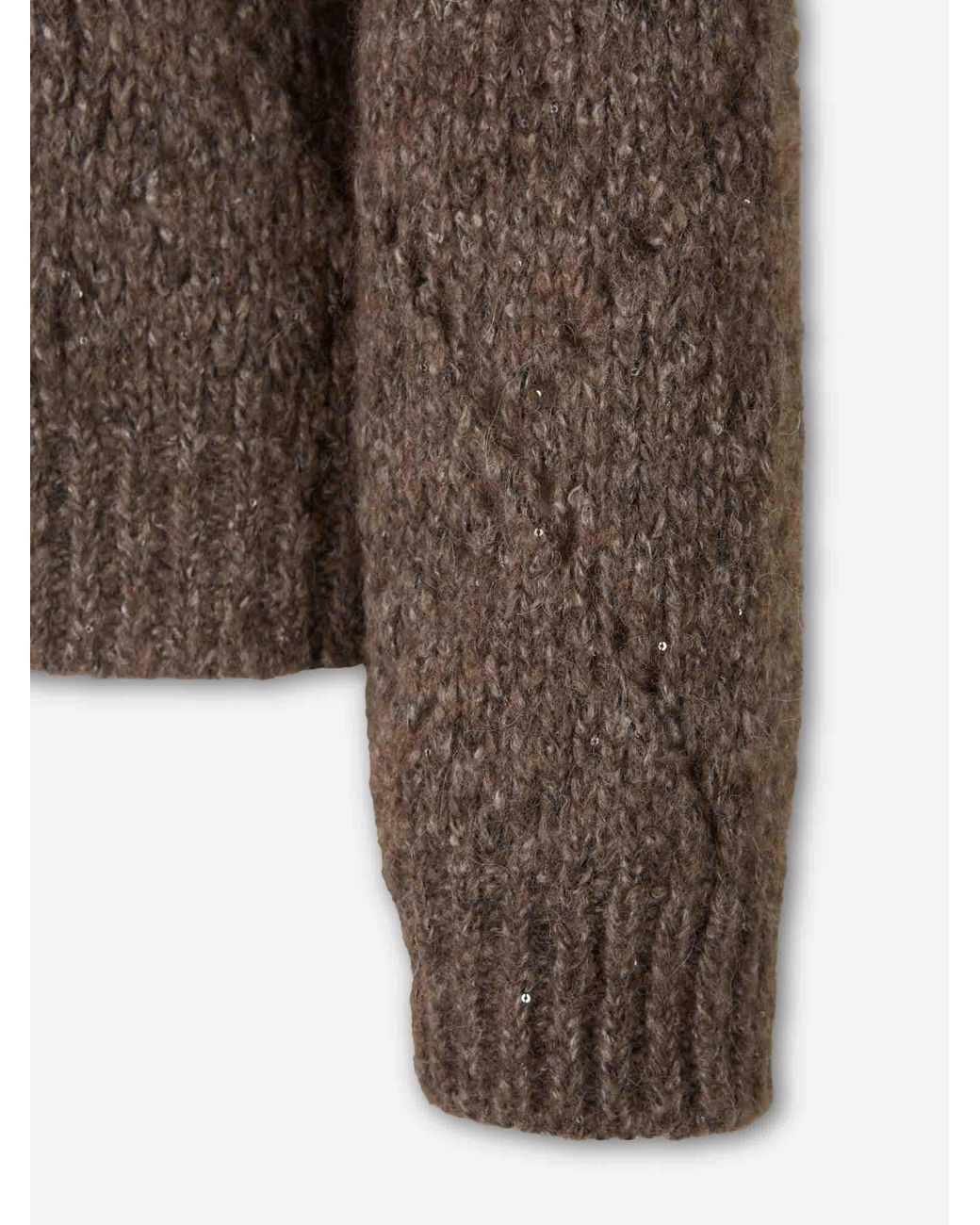 Peserico Brown Openwork Sequin Cardigan