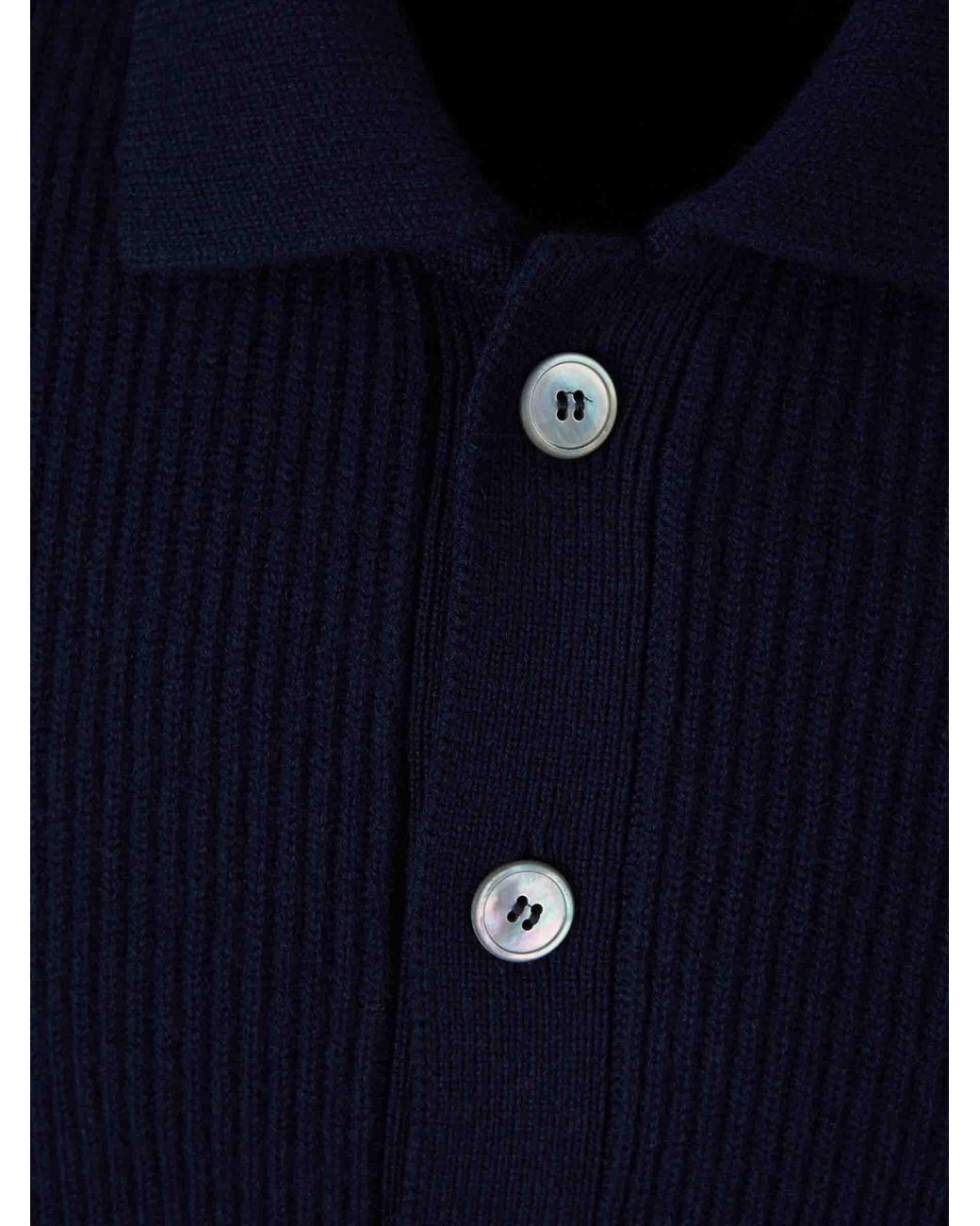 Gran Sasso Blue Cashmere Ribbed Cardigan for men