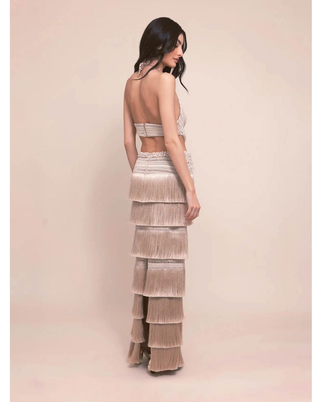 PATBO Natural Fringe Knit Dress