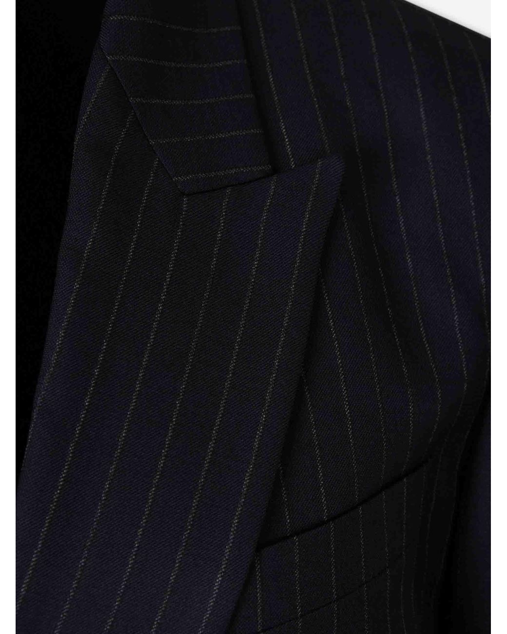 Nili Lotan Blue Double-Breasted Blazer With Pinstripe