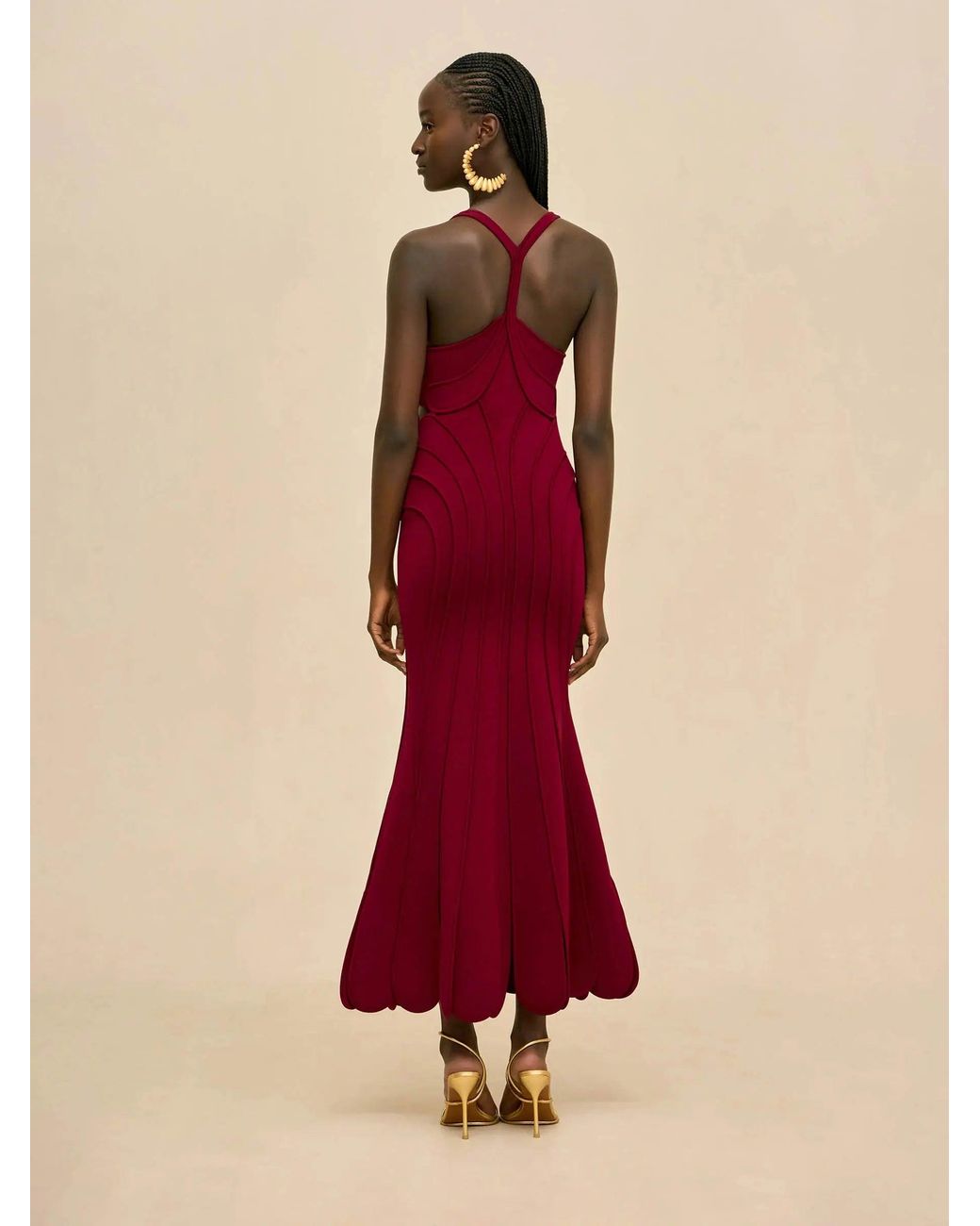 Cult Gaia Red Batiste Knit Dress