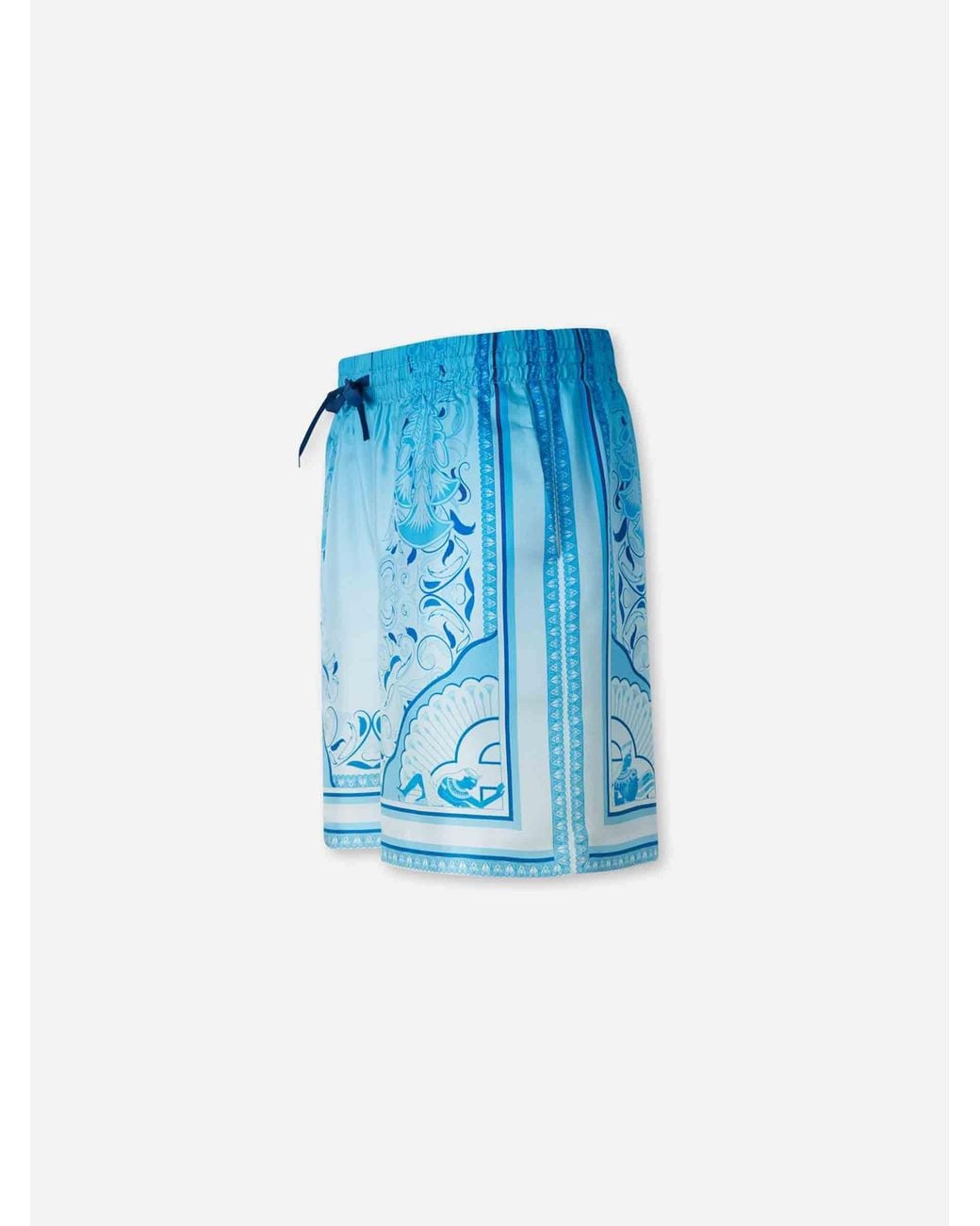 Casablanca Blue Printed Silk Bermuda Shorts for men