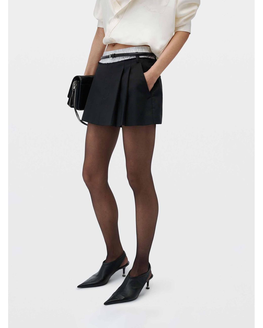 Alexander Wang Black Layered Pantsuit Skirt