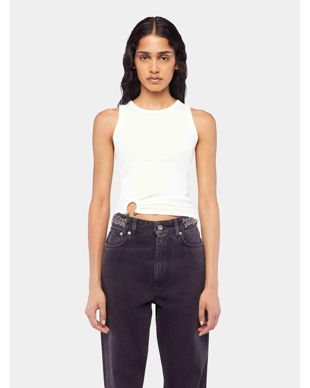 Rabanne White Ribbed Tank Top