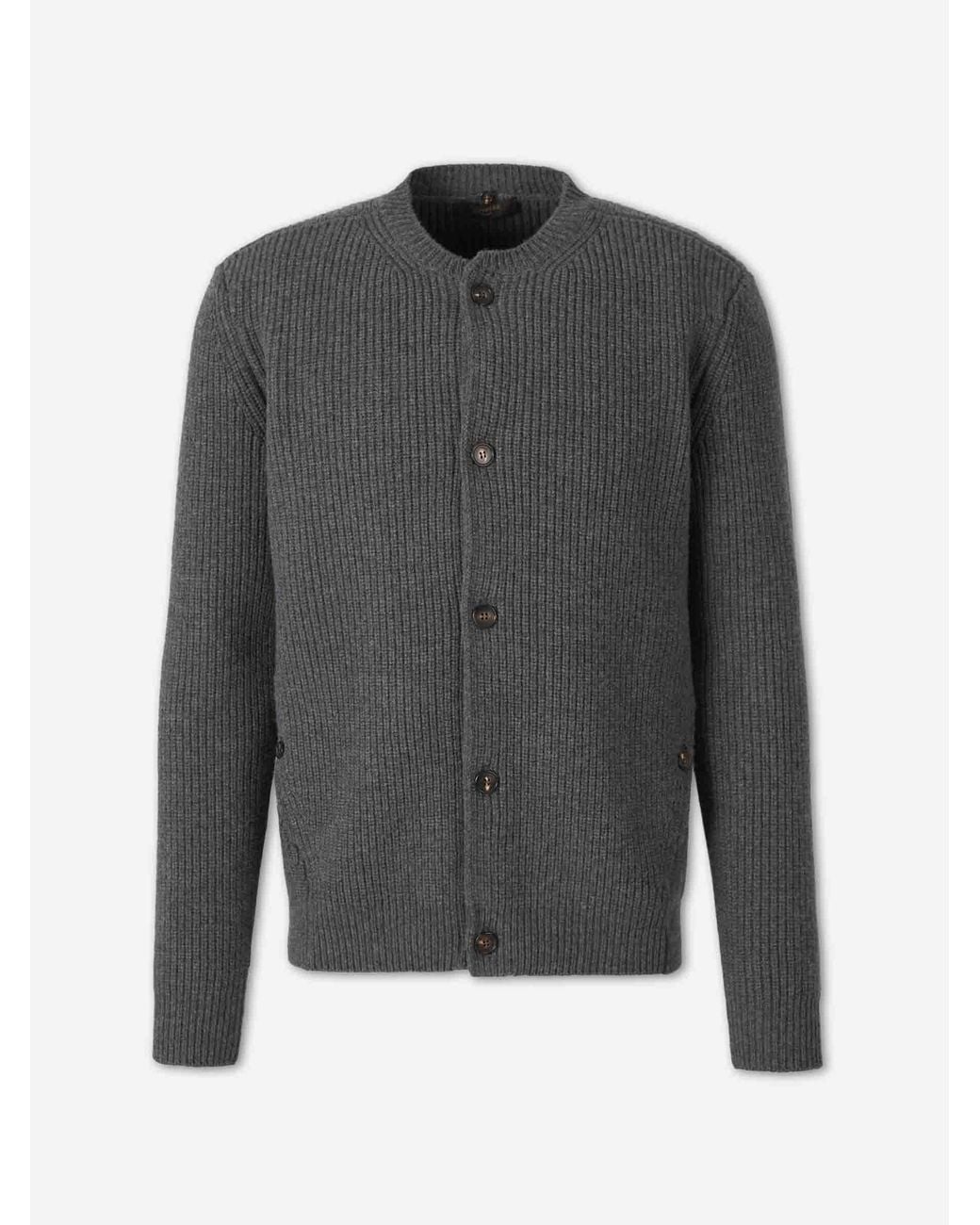 Zanone Gray Shirt Collar Cardigan for men