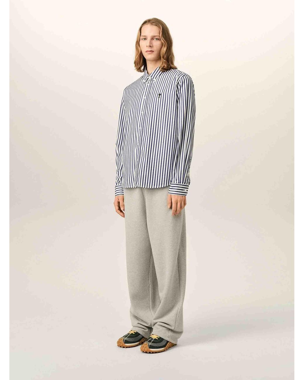 AMI Multicolor Striped Logo Shirt