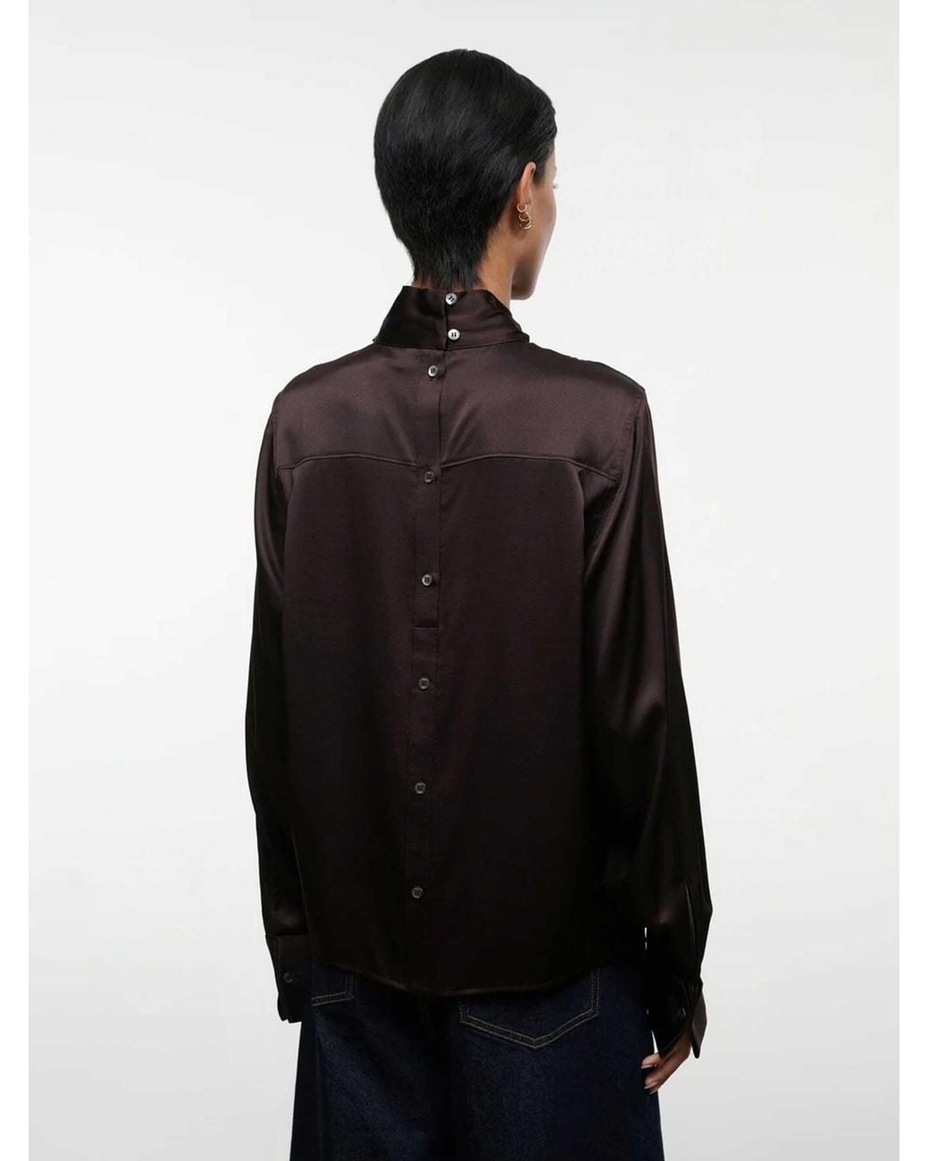 Staud Brown Rhodes Silk Blouse