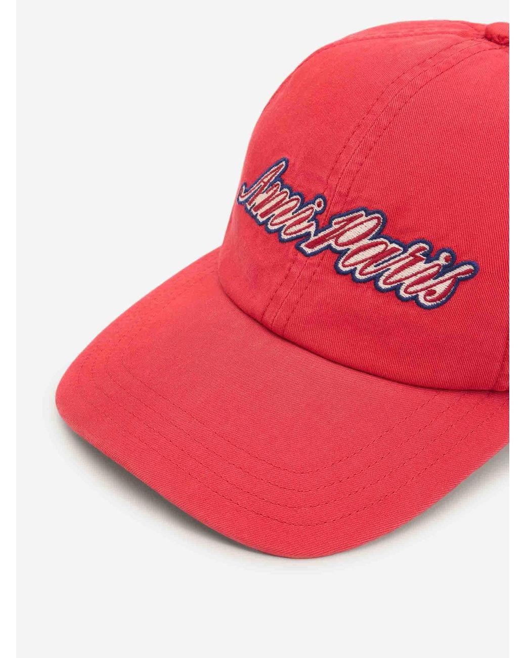 AMI Red Cotton Cap With Logo for men