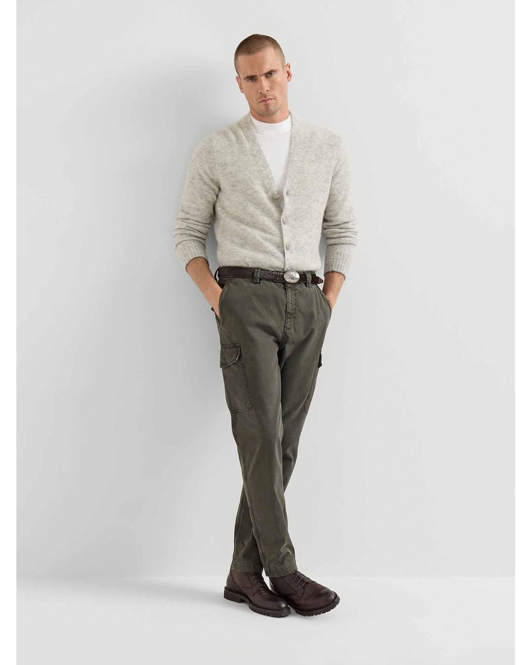 Brunello Cucinelli Gray Straight Leg Pants Cargo for men