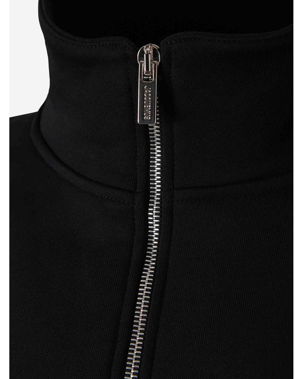 Jacquemus Black Grosgrain Zip-Up Sweatshirt for men