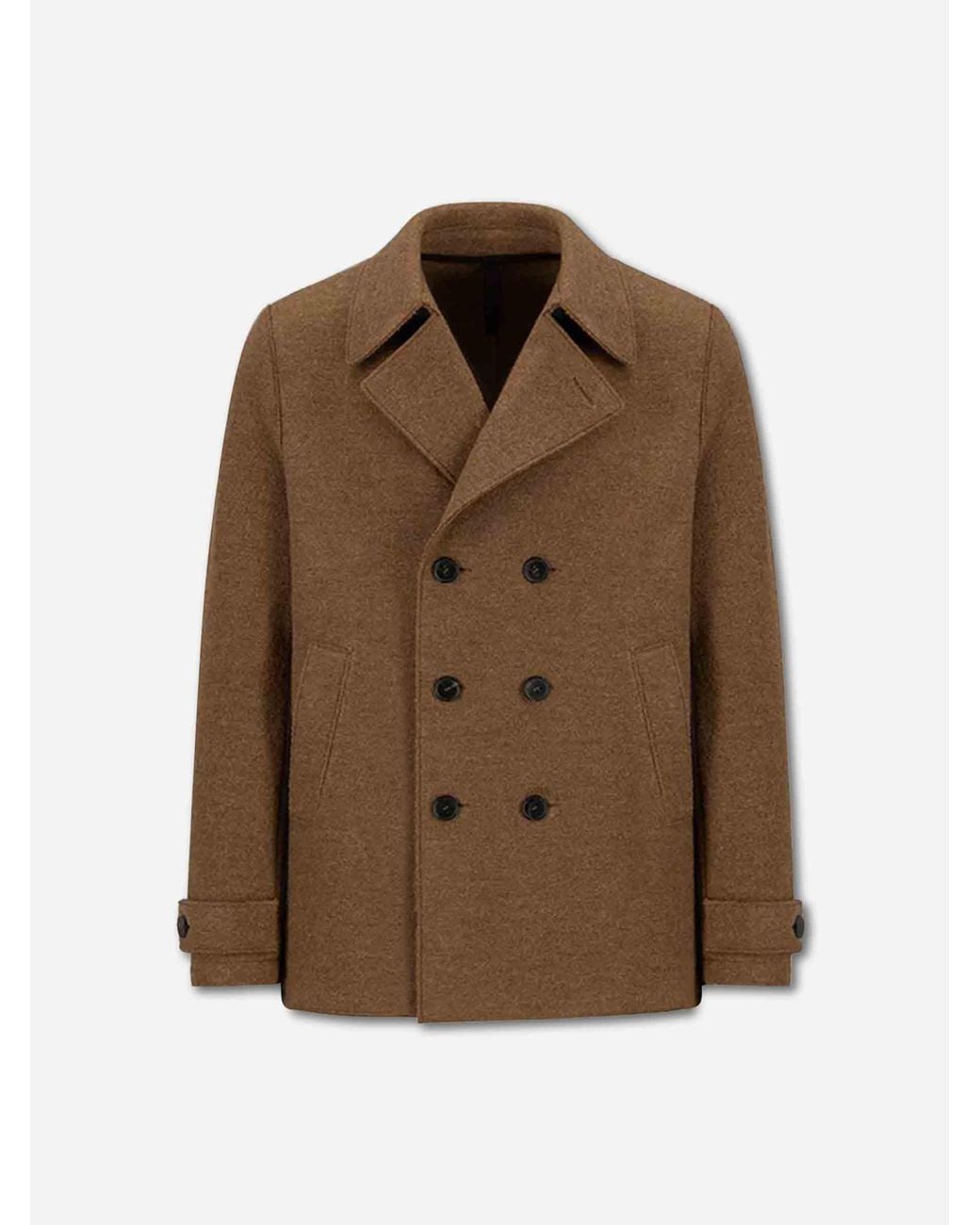 Harris Wharf London Brown Short Wool Coat for men