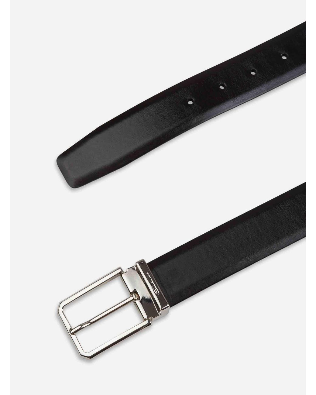 Santoni Black Adjustable Leather Belt for men