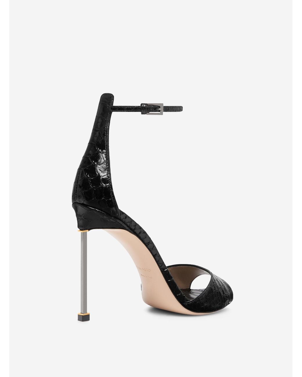 Tom Ford Black Python Heel Sandals