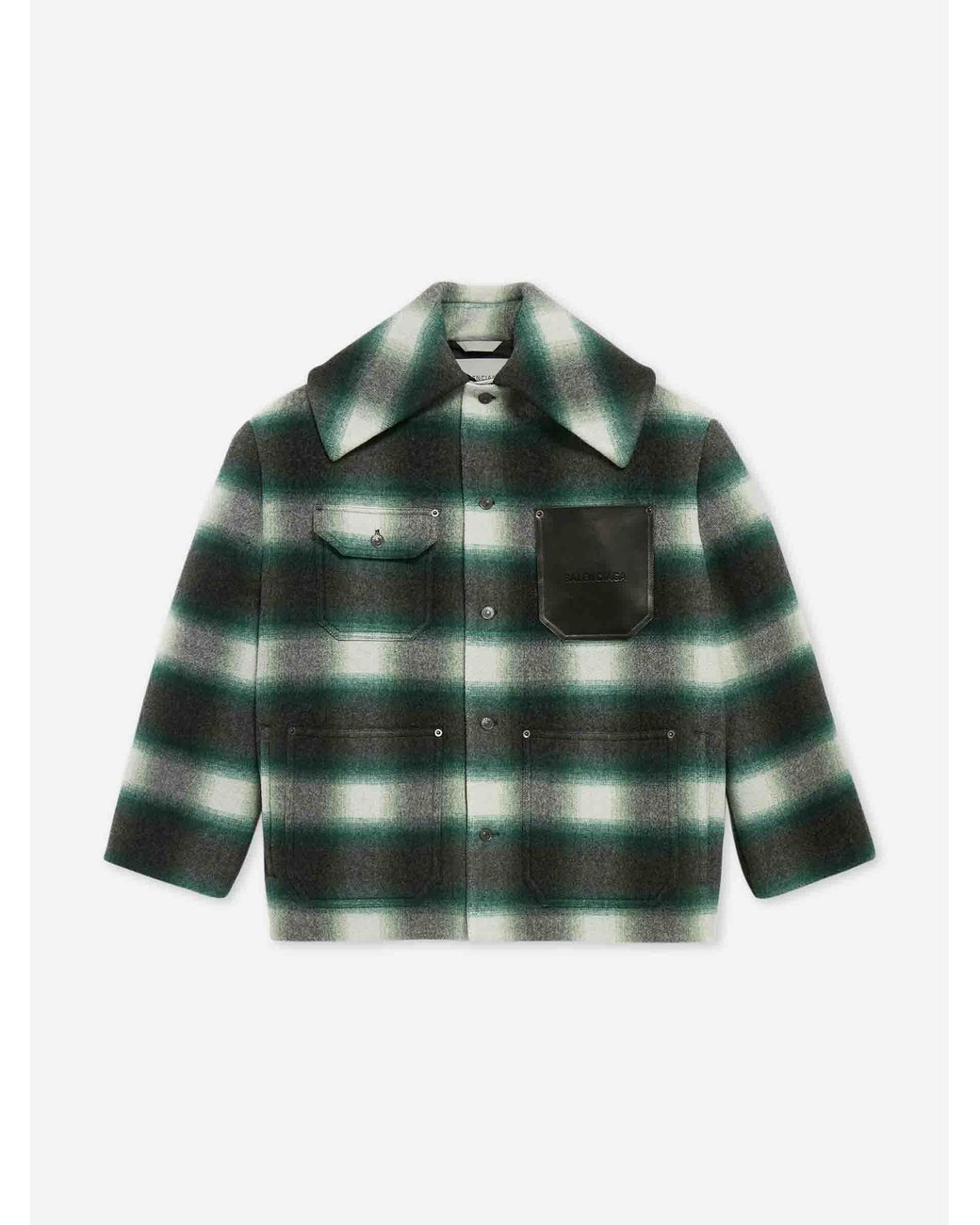 Balenciaga Green Short Plaid Coat for men