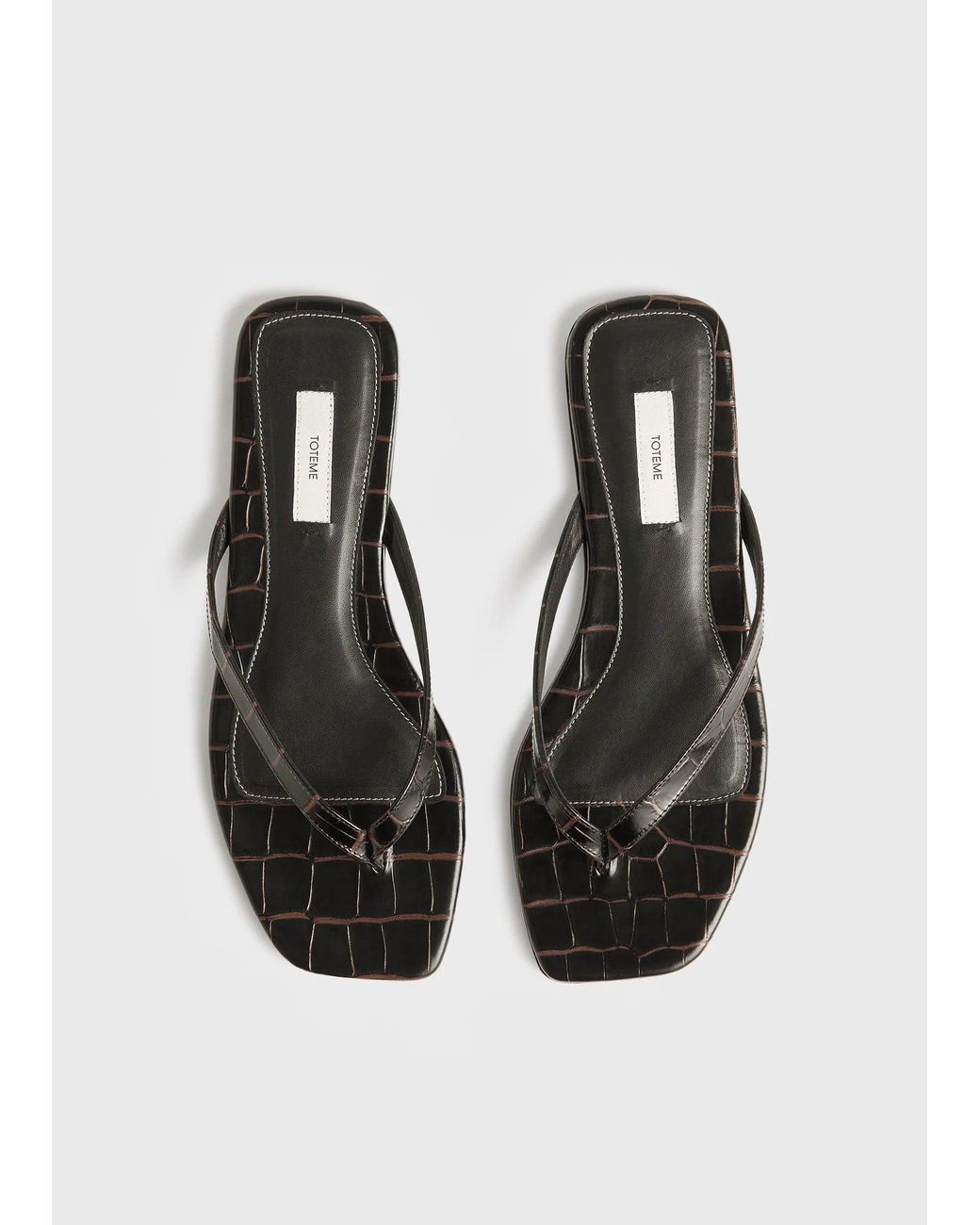Totême White Croco-Embossed Flip Flops