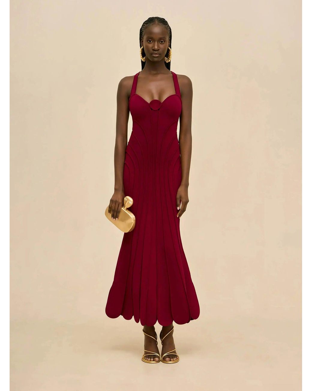Cult Gaia Red Batiste Knit Dress