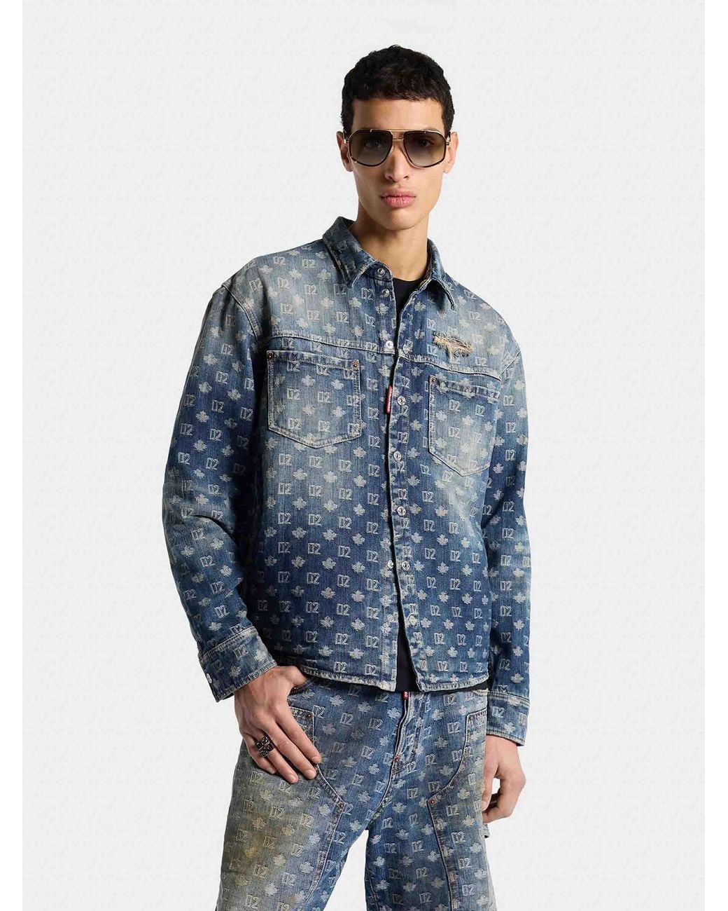 DSquared² Monogram Denimjacke in Blue für Herren