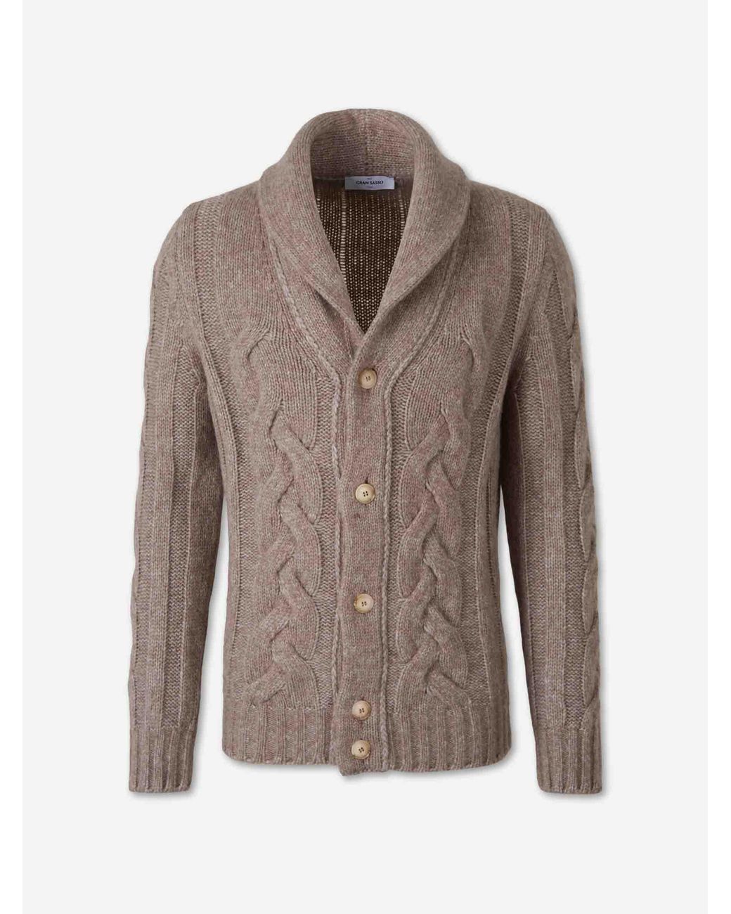 Gran Sasso Brown Braided Wool Cardigan for men