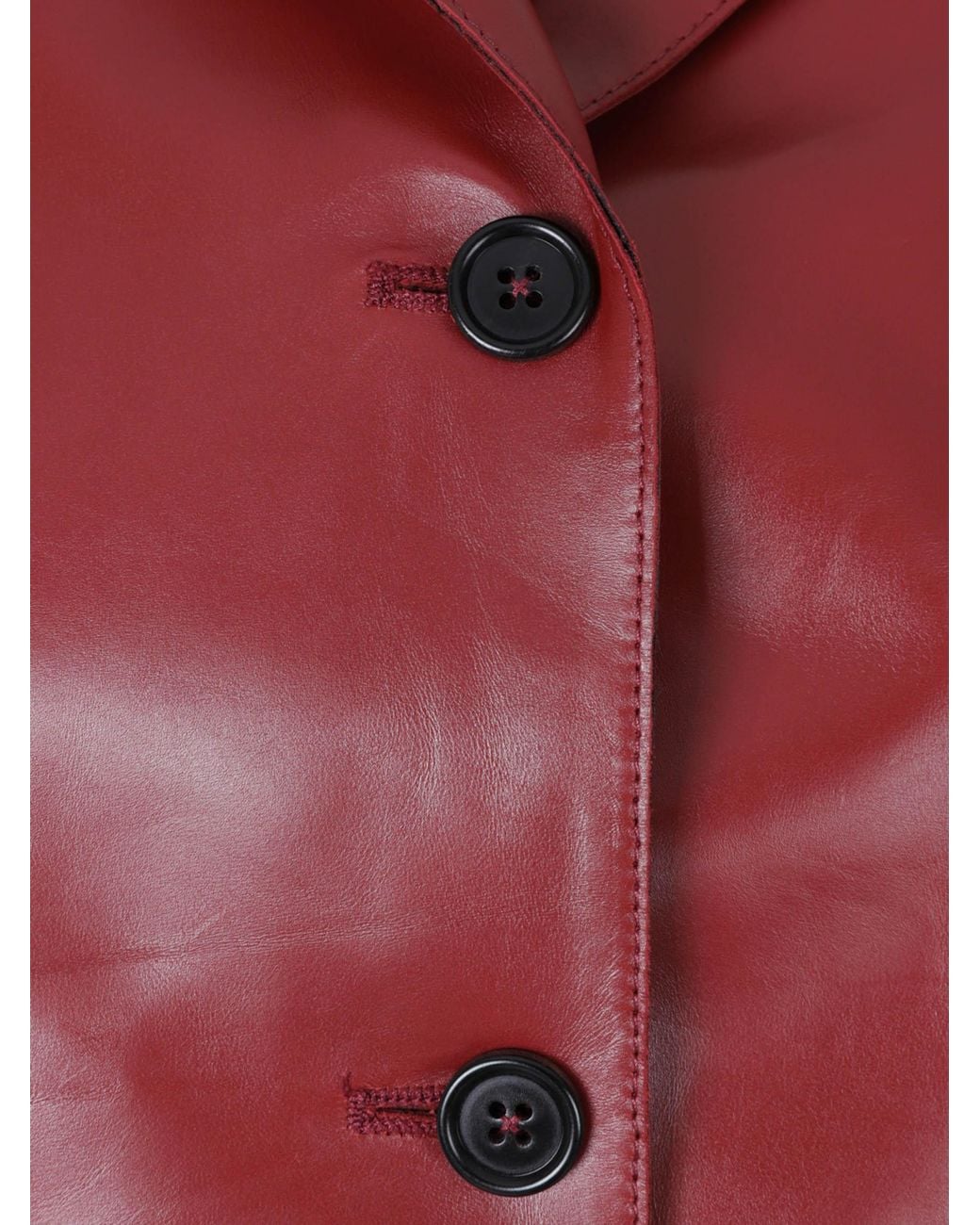 Jil Sander Red Casual Leather Jacket