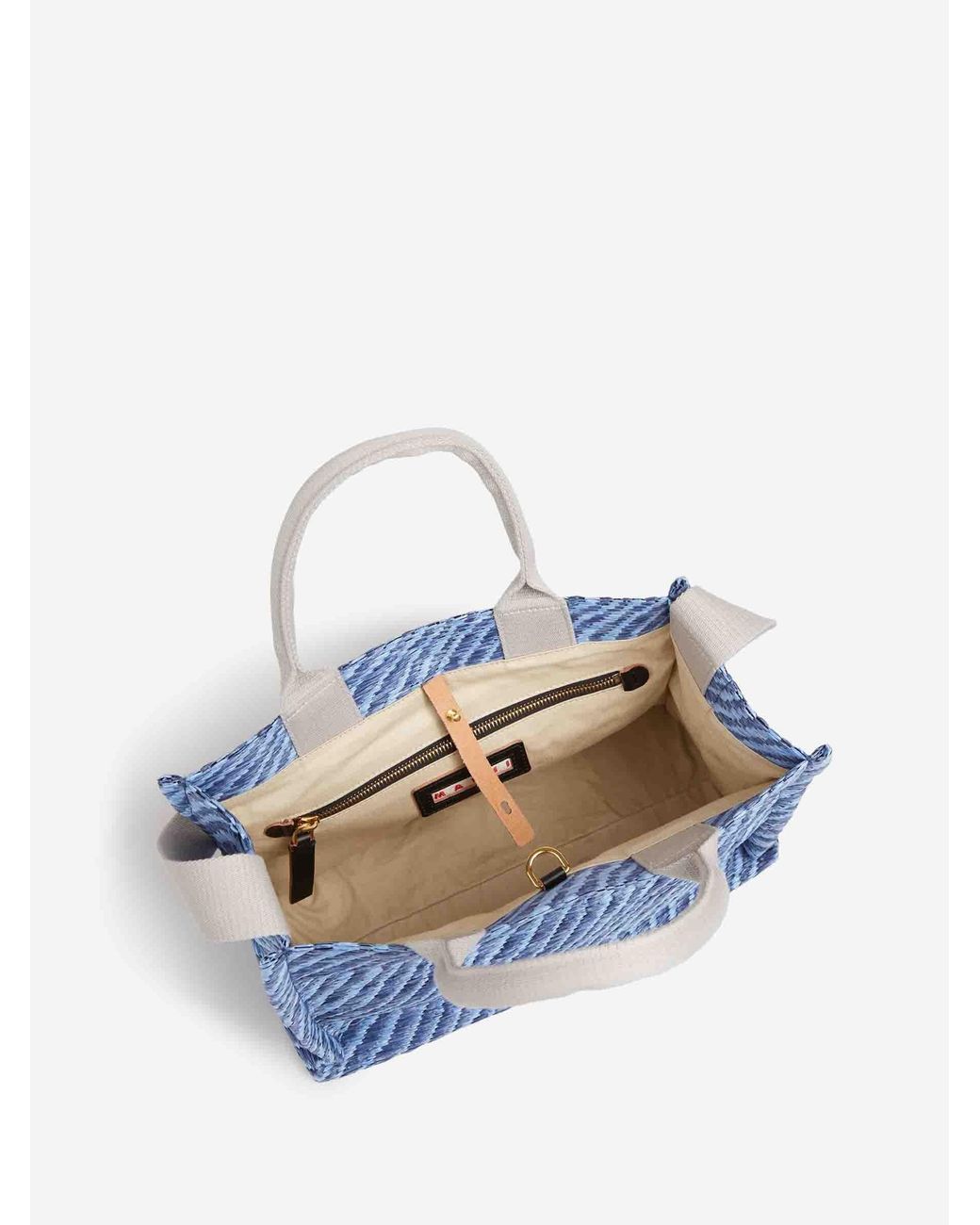Marni Blue Raffia Tote Bag