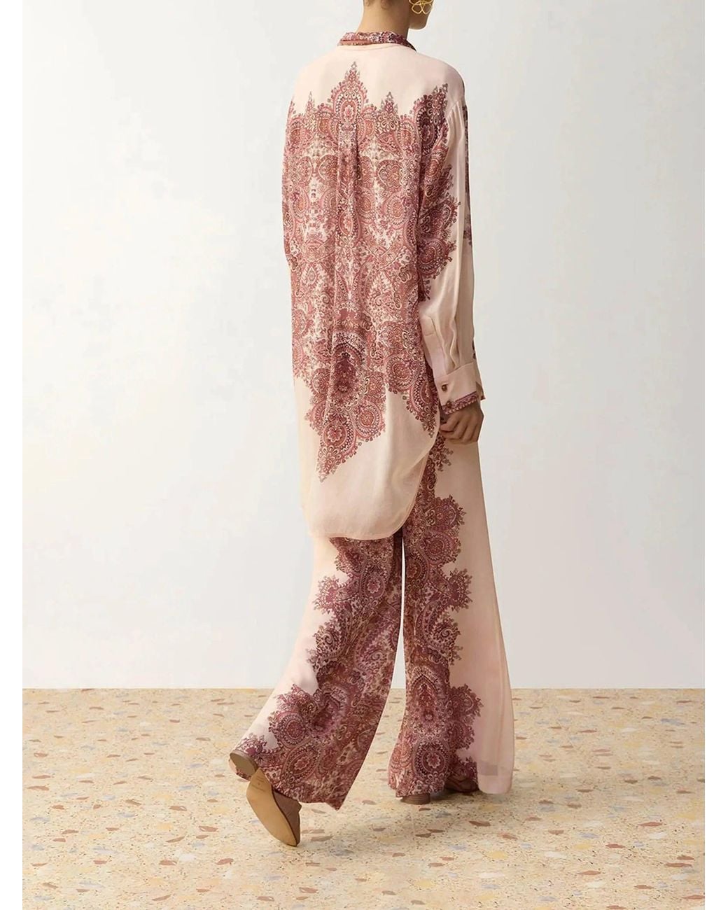 Zimmermann Pink Printed Shirt With Bow