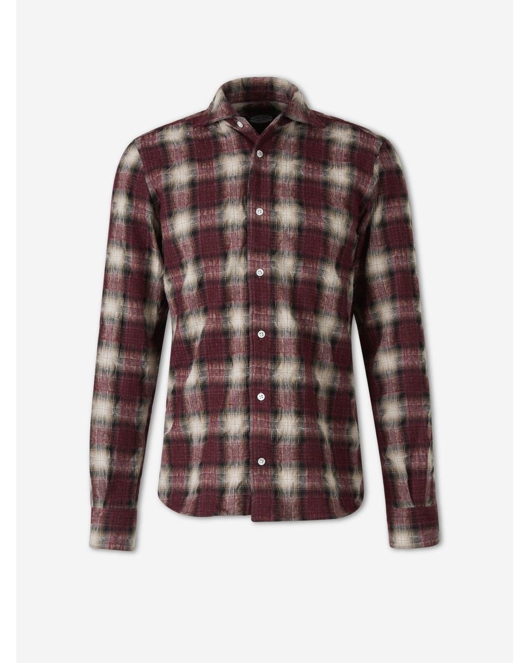 Vincenzo Di Ruggiero Brown Cotton Plaid Shirt for men