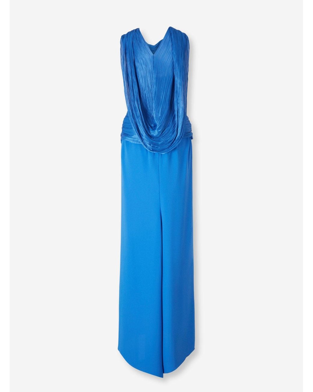 Marmar Halim Blue Pleated Maxi Dress