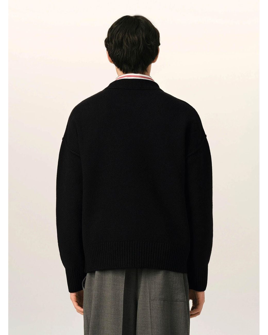 AMI Black Crew Neck Sweater for men